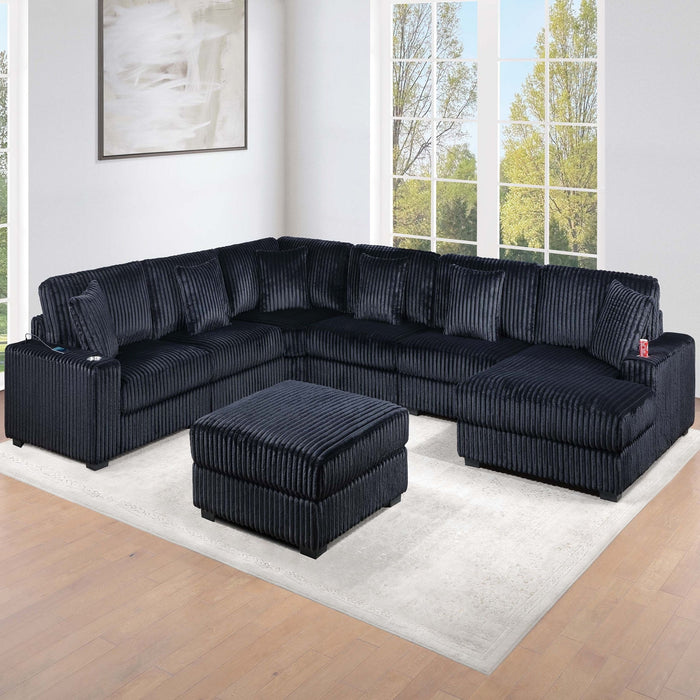 Contemporary Style Modular Sectional Sofa Set With USB, Cup Holder