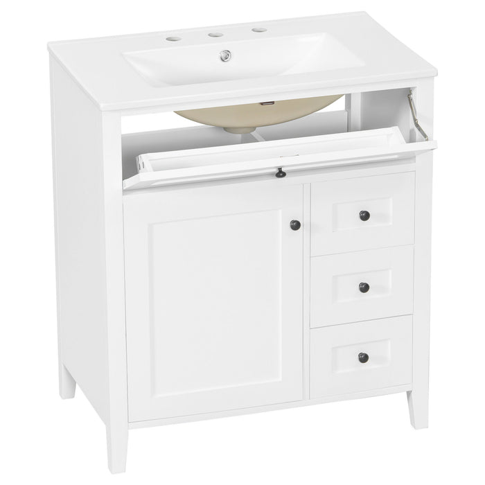 Bathroom Vanity With Sink, 3 Drawers And Adjustable Shelf