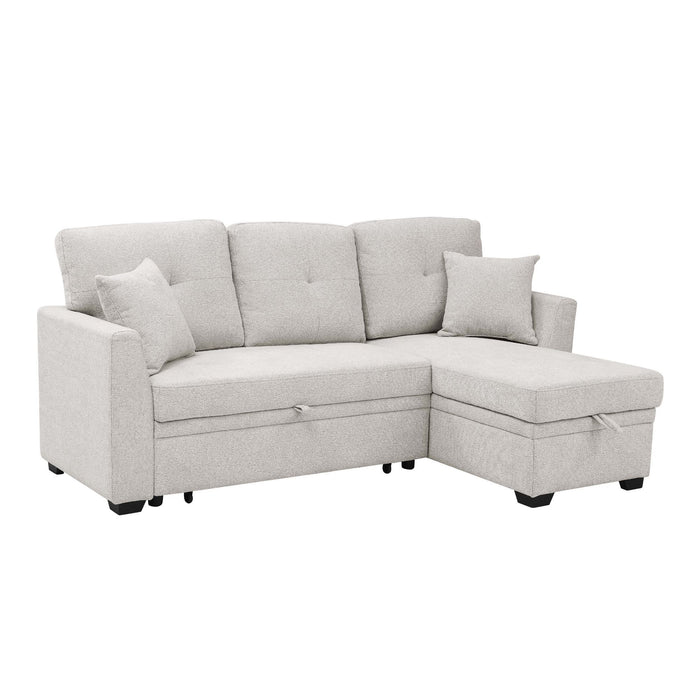 Upholstered Sectional & Pull Out Bed And Chaise Storage - Beige