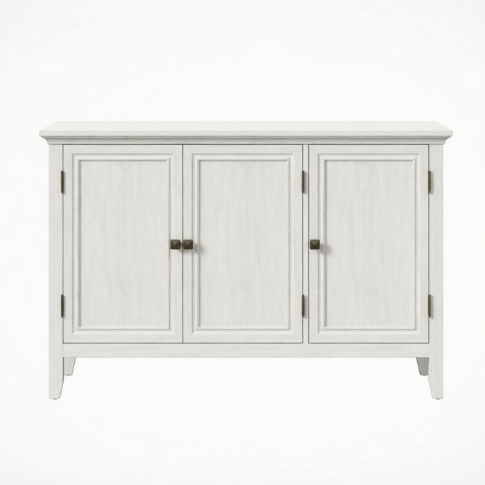 3 Door Buffet Cabinet With Adjustable Shelves - Matte White / Grayish