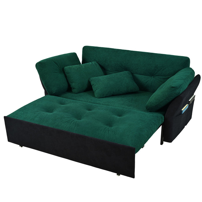 Modern Convertible Sleeper Sofa Bed With Pull-Out Queen Design, Side Storage & Thick Cushions