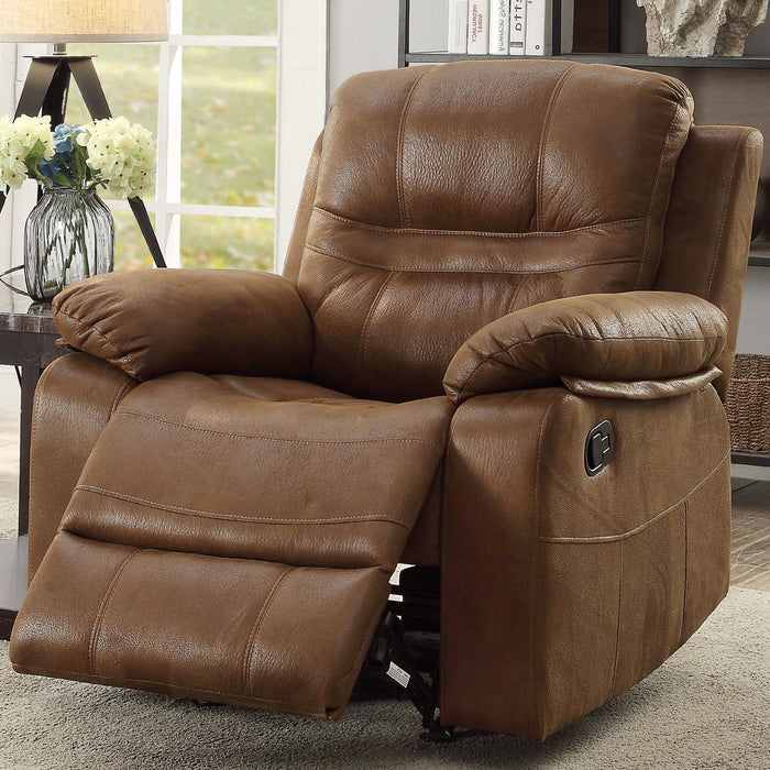 Manual Recliner With Pillow Arms And Headrest - Dark Brown