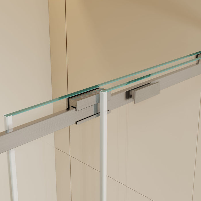 Semi-Frame Single Sliding Shower Door With Clear Tempered Glass