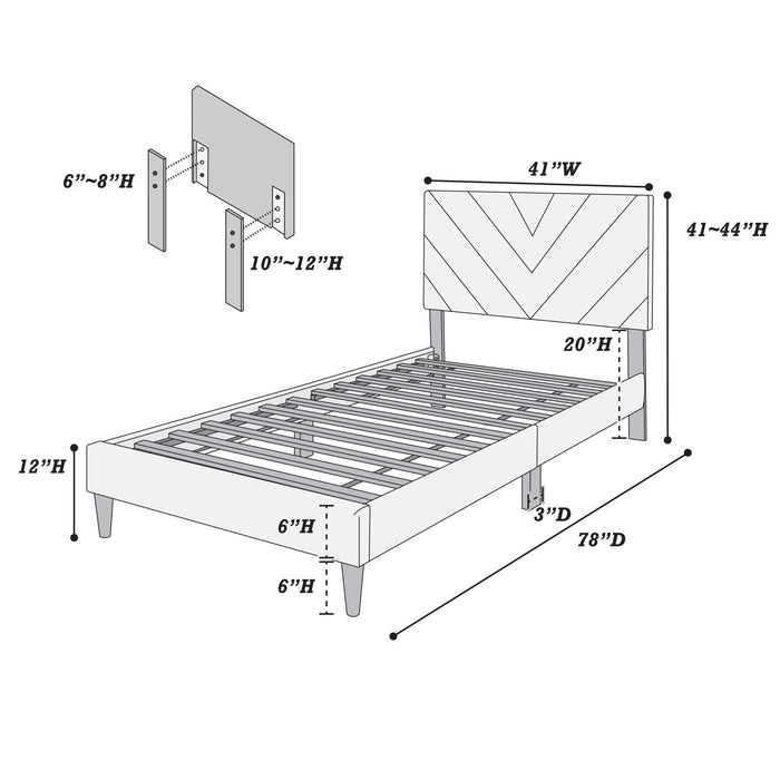 Bed Set With Adjustable Headboard