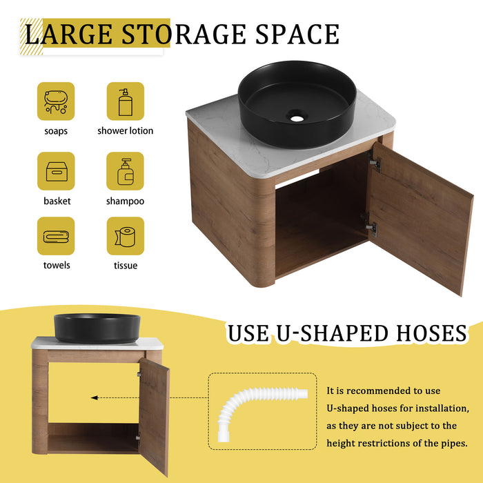 Wall Mounted Bathroom Vanity & Art Sink & 1 Soft Close Door