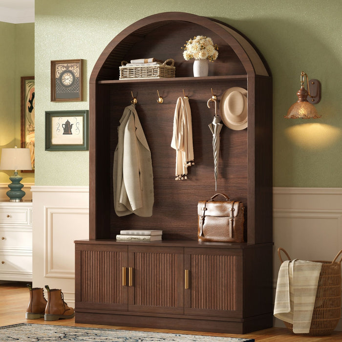 Arched Top Hall Tree With 5 Hooks
