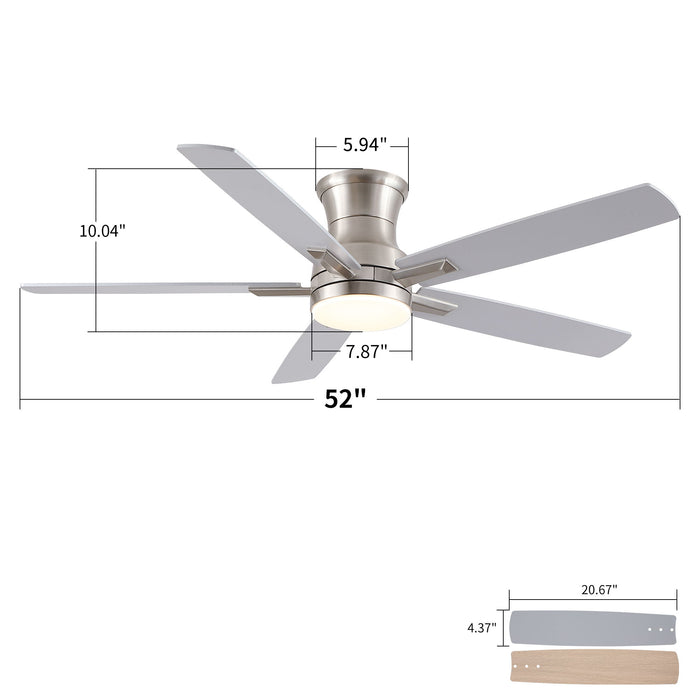 Mordern Flush Mount Ceiling Fan With Light And Remote Control