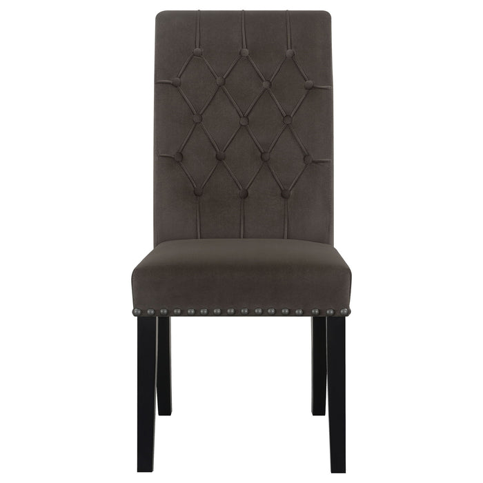 Side Chairs With Tufting Nailhead Trim (Set of 2) - Brown