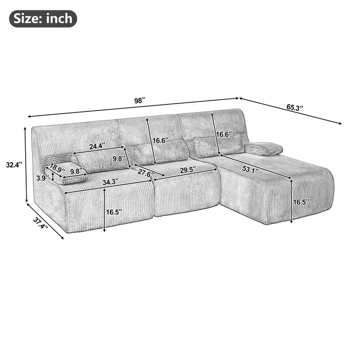 Oversized Sectional Sofa, Living Room Seating With Modular Design