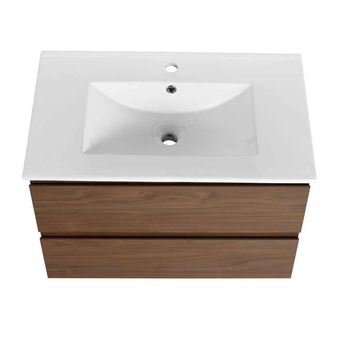 Wall Mounted Bathroom Vanity & Sink, 2 Soft Close Drawers