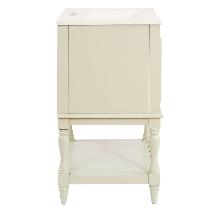 Modern Bathroom Vanity With Sink, Rectangular Cabinet With Open Shelf And Closed Storage