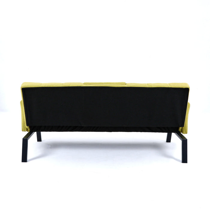 Sofa Bed With Foldable Design And Cup Holder - Green