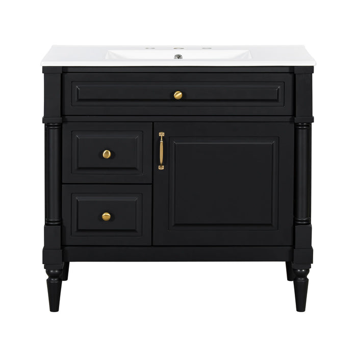 Freestanding Bathroom Vanity With Sink, Adjustable Shelf, Flip Drawer