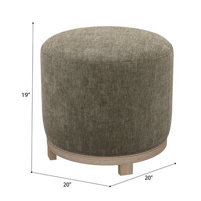 Lana - Swivel Ottoman With Wood Trim - Mineral