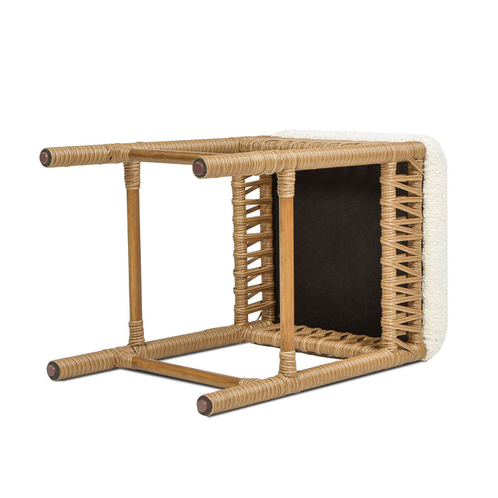 Lucia - Backless Upholstered Counter Stool With Frame - Ivory White