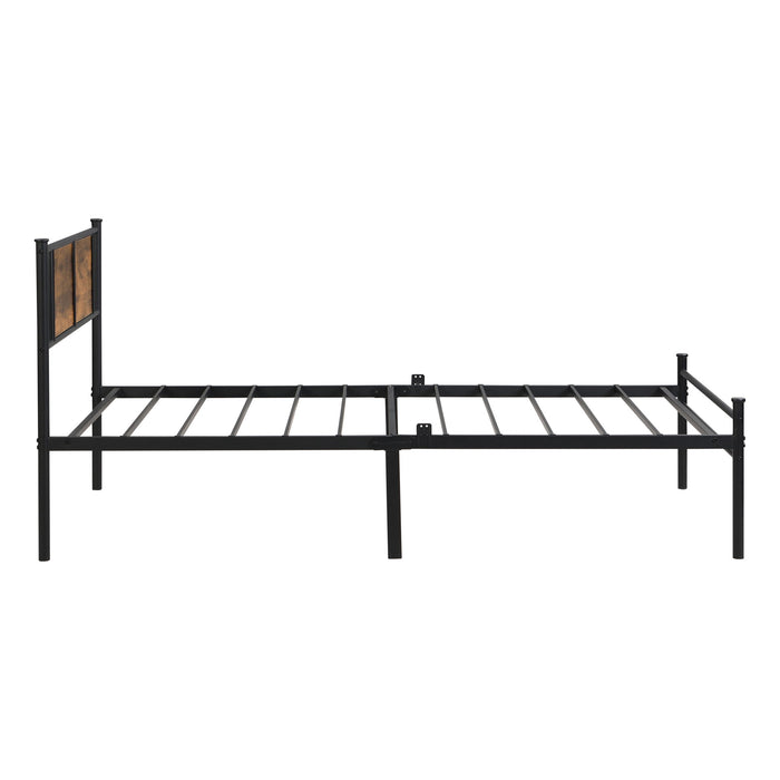 ModerMetal Bedframe With Wood Panel Headboard