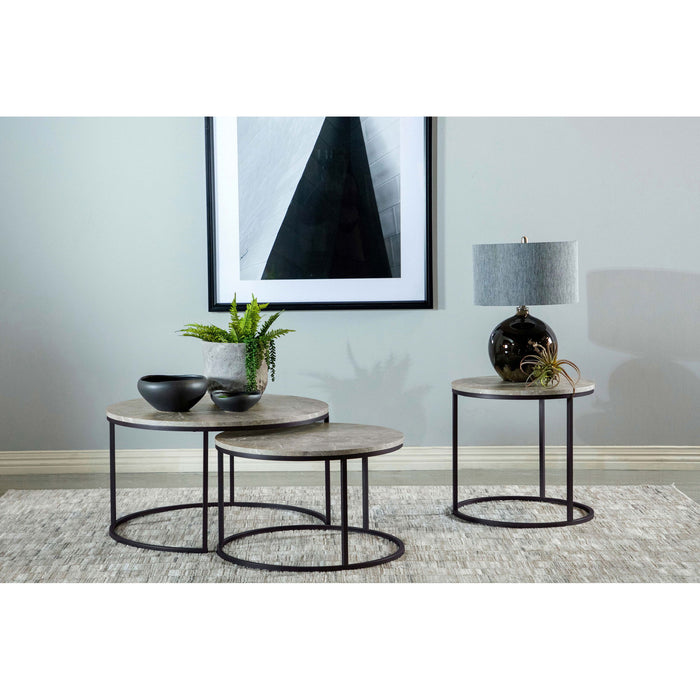 Hanover - 2 Piece Round Nesting Coffee Tables - Gray