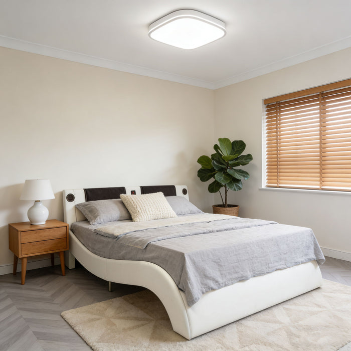 Platform Bed Frame With LED Lighting, Bluetooth Music, Vibration Massage