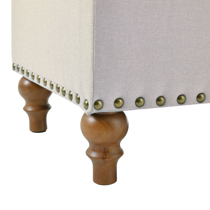 Upholstered Ottoman With Storage And Rivet Trim