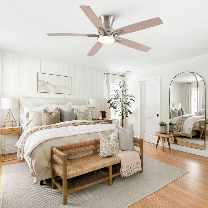 Mordern Flush Mount Ceiling Fan With Light And Remote Control