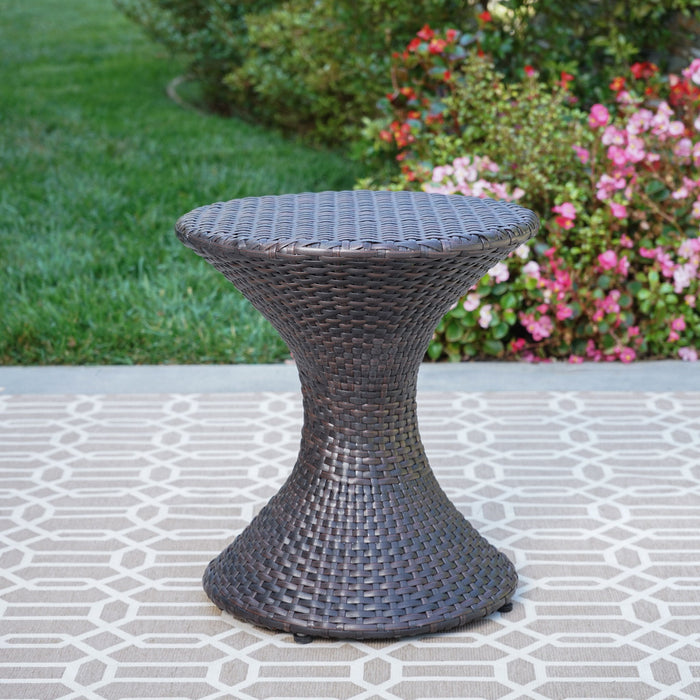 Highest Quality Wicker Hourglass Shaped Side Table - Brown Multi