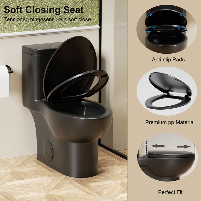 1 Piece Toilet With Tornado Flush, Soft Closing Seat