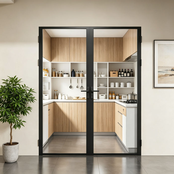 Door Slab Frame Door For Closet Pantry - Black