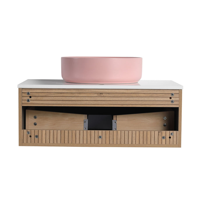 Wall Mounted Bathroom Vanity With Art Sink & 1 Soft Close Drawer