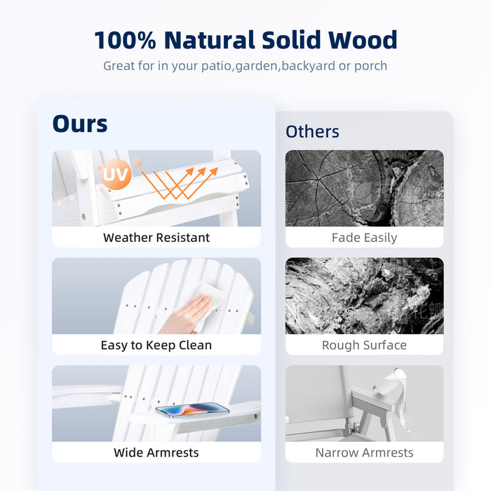 Lounge Patio Chair For Garden Outdoor Wooden Folding Adirondack Chair (Set of 2) Solid Cedar Wood Lounge Patio Chair For Garden