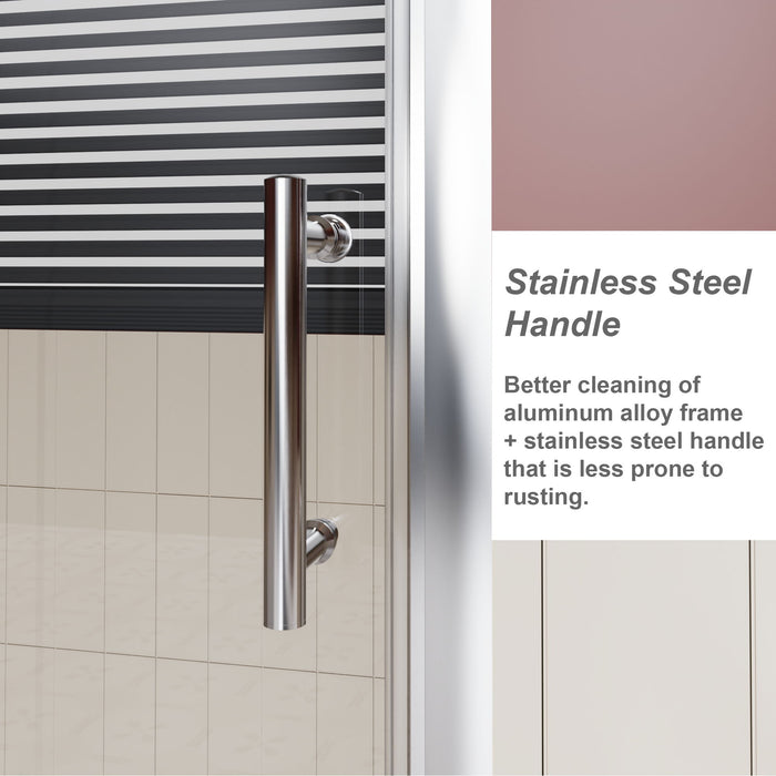 Sliding Shower Door With And Handle - Chrome