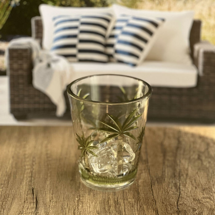 Palm Tree Design Acrylic Glasses (Set of 4) Dof 15Oz, Unbreakable Bpa Free Plastic Tumblers - Clear