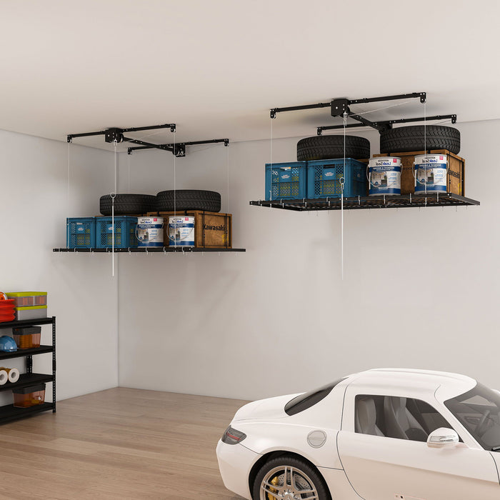 4 X 8 Ft Overhead Garage Storage Rack - Black