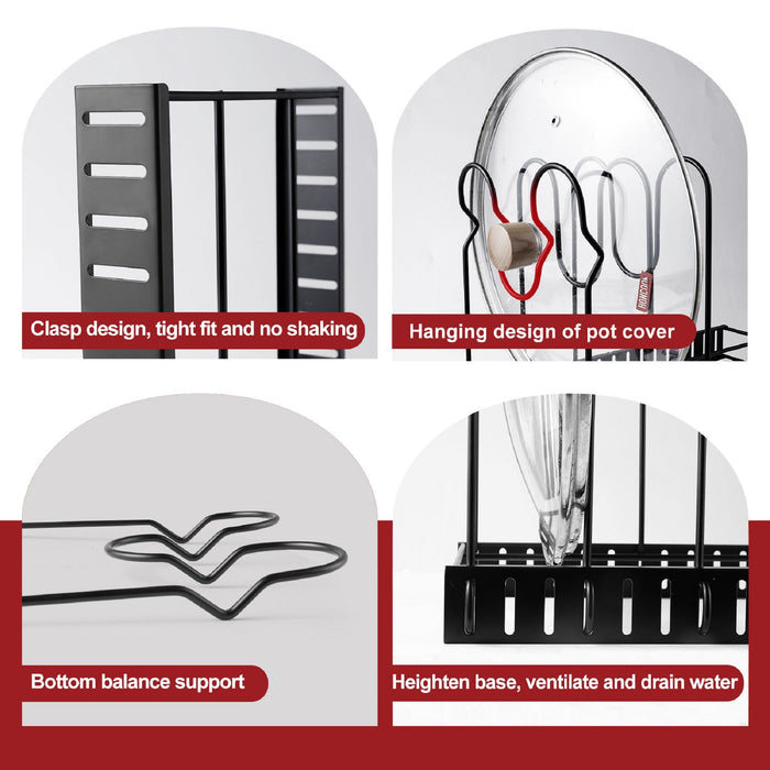 Adjustable Pot Rack Kitchen Storage Organizer - Black