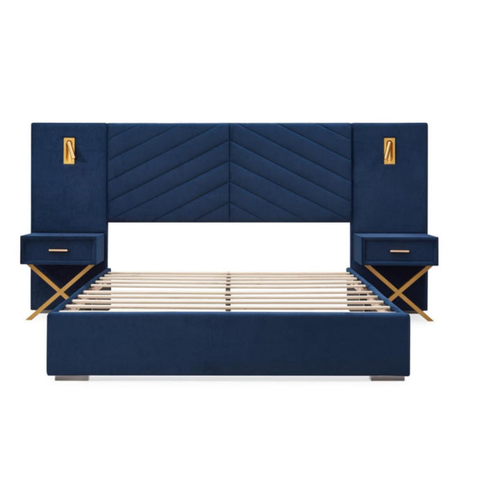 Comfortable Upholstered Bed With Vertical Channel Tufted Wingback Headboard