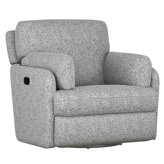 Albus - Manual Swivel Glider Recliner With Hidden Arm Storage - Speckled Gray