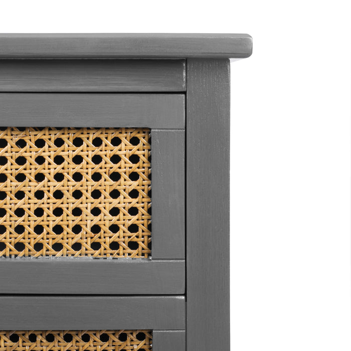 2 Drawer Side Table, Natural Rattan
