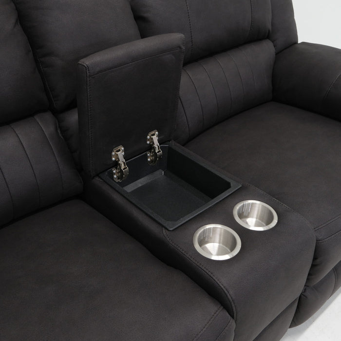 Reclining Console Loveseat - Black - Fabric