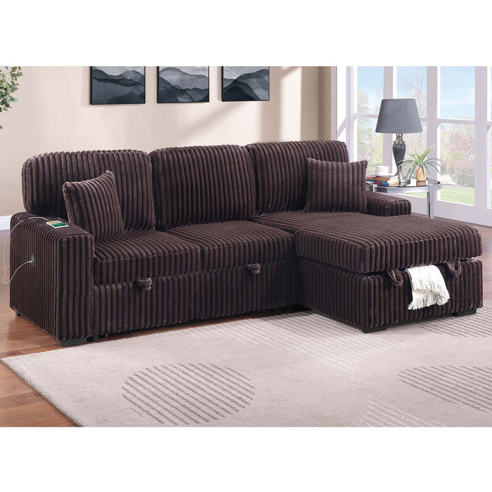 Convertible Sectional Upholstered Sleeper Sofa With Storage Chaise