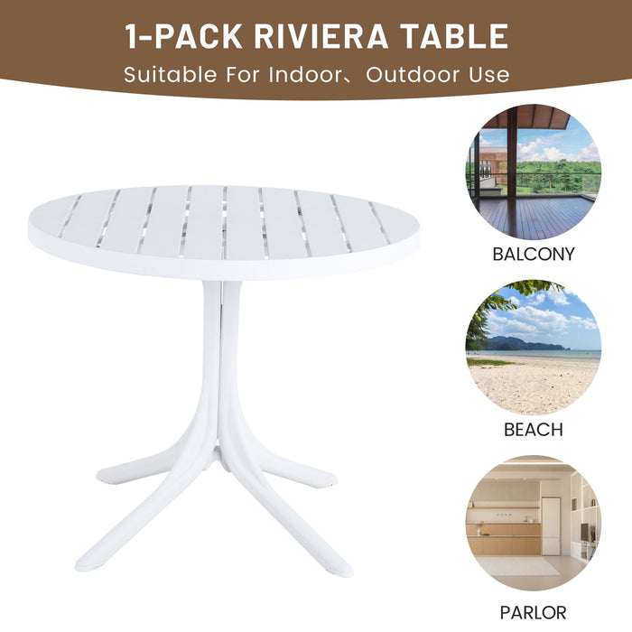4 Piece Set Of Color Block Designed Single Chairs & Round Table - Cream White / Haze Green / White