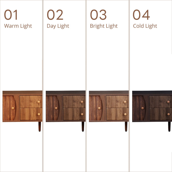 70" TV Stand With Tambour Doors And Fluted Drawers - Dark Brown