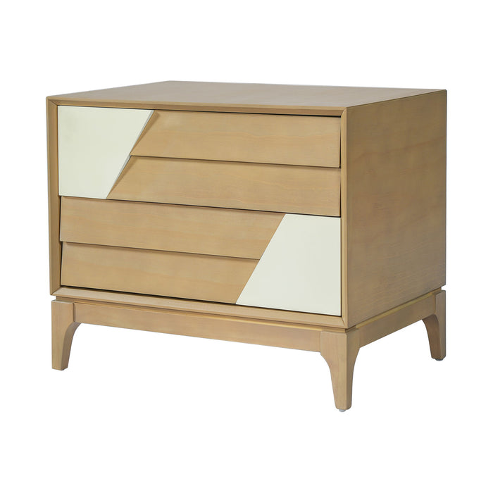 Japandi 2 Drawer Nightstand With Geometric Design