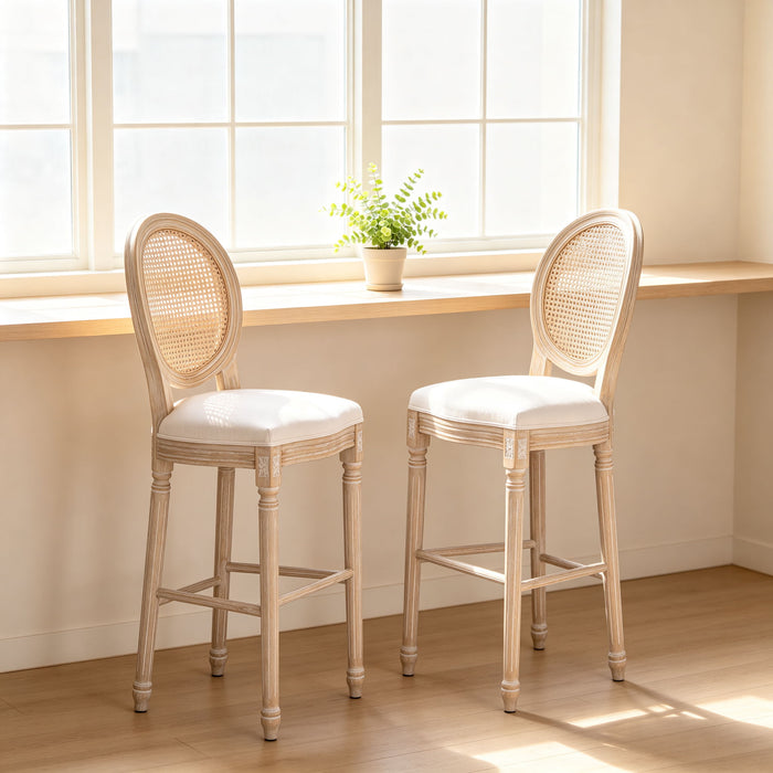French Country Bar Chairs With Round Back (Set of 2)