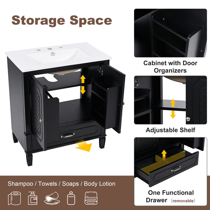 Bathroom Vanity With Sink, Soft Closing Door, Multi Functional Storage