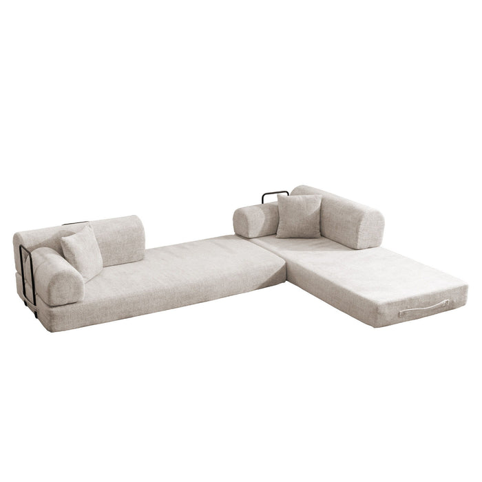 Modern 2 Tone Fabric Convertible Sleeper Sofa Bed