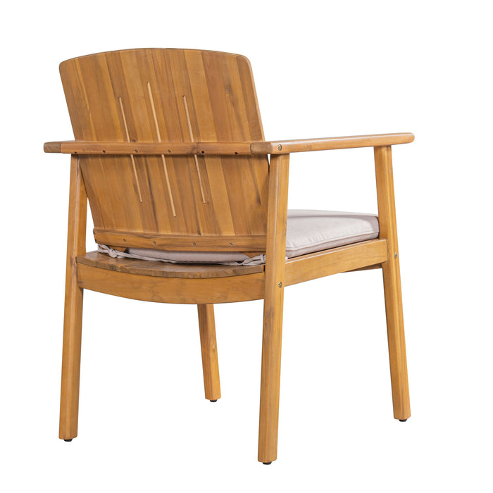 Outdoor Dining Chairs (Set of 2) - Beige / Teak