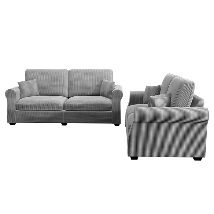 Contemporary 2 Piece Sofa Set With Matching Pillows
