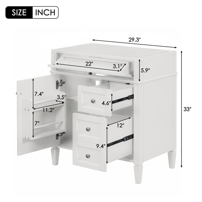 Bathroom Vanity With 2 Drawers And Tip-Out Drawer, Storage Cabinet