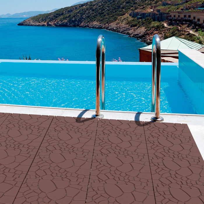 Stone Texture Patio Deck Tiles, 44 Pieces