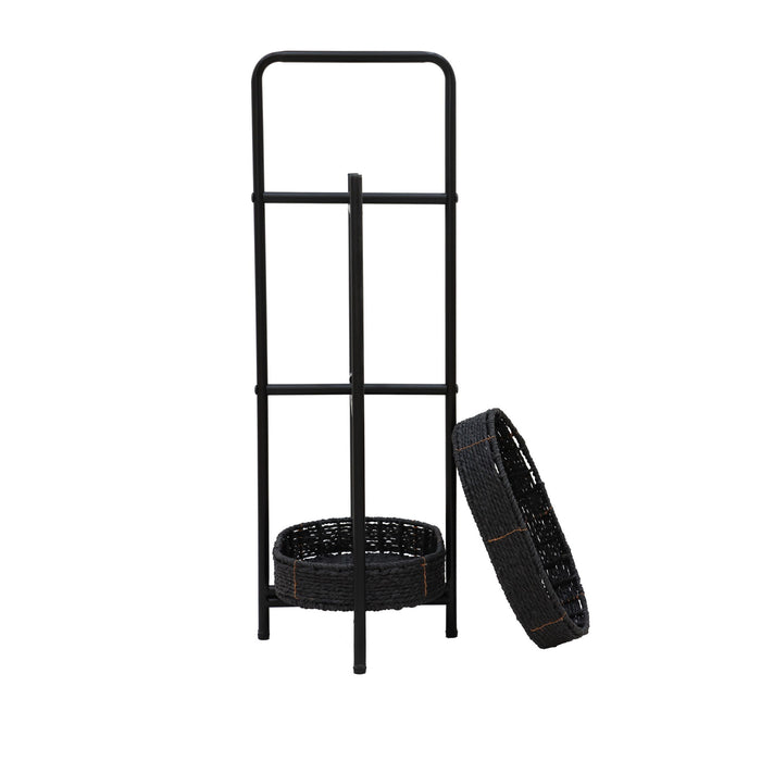 Modern 3 Tier Handwoven Side Table With Oval Organizer