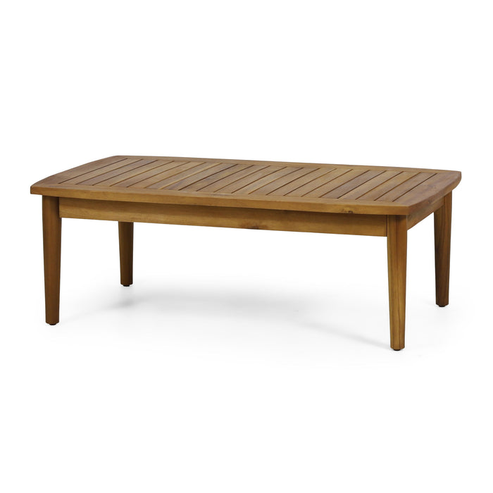 Outdoor Acacia Wood Loveseat Set With Coffee Table
